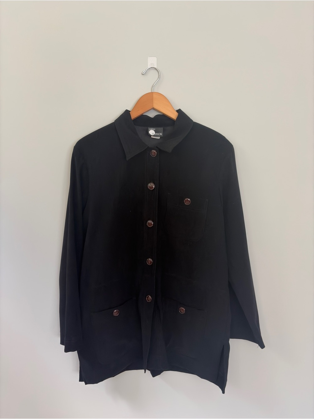 First Option Black Button-Up Shirt Jacket